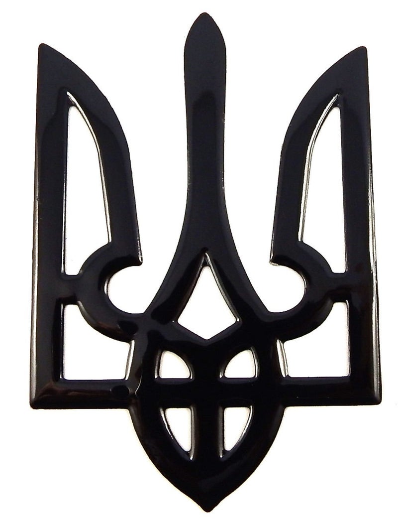 Car Chrome Decals Ukrainian Trident Black Finish Decal Emblem Ukraine Tryzub 3D Sticker car 2"x3" - Image 1